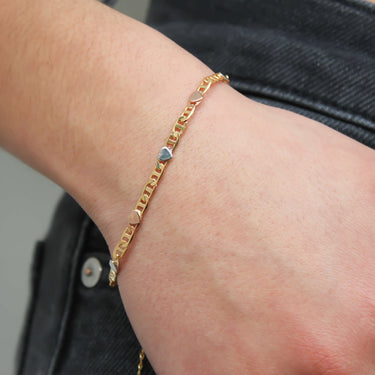 Gold Hearts Mariner Link Bracelet